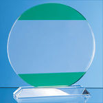 14cm Clear & Light Emerald Green Optical Crystal Circle Award