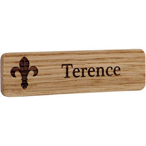 Real wood name badges printed