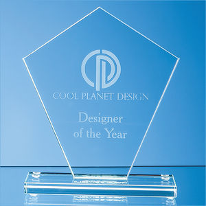 15.5cm x 13.5cm x 1cm Jade Glass Diamond Award