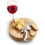 Cheese set in wooden box with lid
