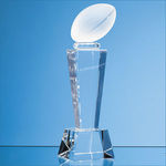 18cm Optical Crystal Rugby Ball Column Award