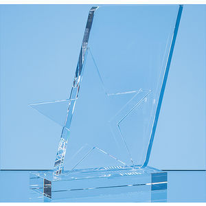 18cm Optical Crystal Mounted Angled Star Award
