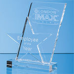 20cm Optical Crystal Mounted Angled Star Award