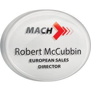 Personalised acrylic name badges with dome