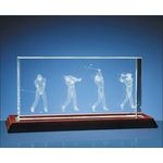 3D Golf Scene in 10cm x 20cm Optical Crystal Block