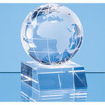 6cm Optical Crystal Globe Mounted on a Clear Crystal Base