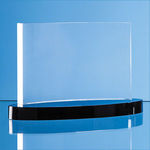 12cm Optical Crystal Crescent Award on an Oval Onyx Black Base