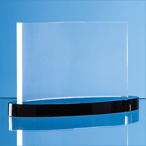 12cm Optical Crystal Crescent Award on an Oval Onyx Black Base
