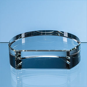 12.5cm x 3.5cm Optical Crystal Semi Circle Base with Flat Front