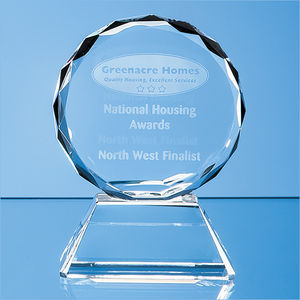 9cm Optical Crystal Mounted Facet Circle Award