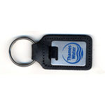 Leather fob with stainless steel enamelled medallion