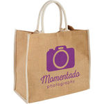 Bullet Harry coloured edge jute tote bag