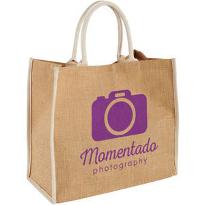 Bullet Harry coloured edge jute tote bag