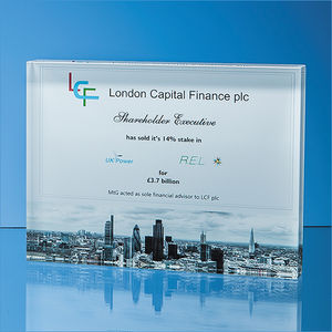 15cm x 20cm Optical Crystal Rectangle Award H or V