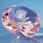 10cm Optical Crystal Pink Diamond Paperweight