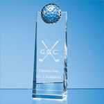21cm Optical Crystal Golf Ball Rectangle Award