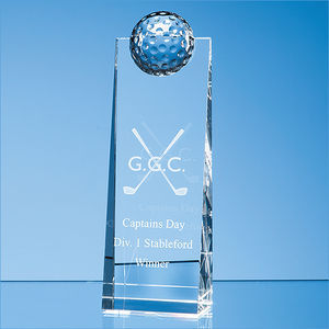 21cm Optical Crystal Golf Ball Rectangle Award
