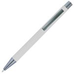 Ball pen with coloured rubber barrel and grey parts