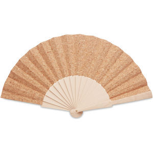 Wood Hand Fan With Cork Fabric
