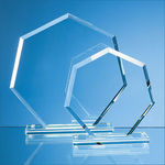 22.5cm x 22.5cm x 1cm Jade Glass Bevelled Edge Heptagon Award