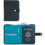 Cross Autocross Leather Mens Passport Wallets Black/Turquoise