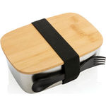 XD Collection Stainless Steel Lunchbox With Bamboo Lid And Spork