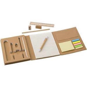 Conference folder notebook ruler ball pen pencils pencil sharpener eraser sticky notes