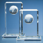 19cm Optical Crystal Globe Rectangle Award