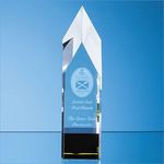23cm Clear & Emerald Green Optical Crystal Pointed Monolith Award
