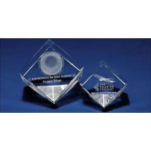 Crystal Cube Slant Paperweight 3D Engraved