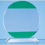 16.5cm Clear & Light Emerald Green Optical Crystal Circle Award