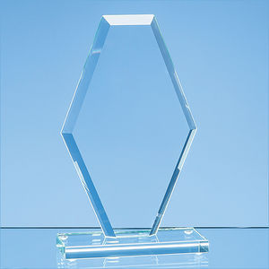 20cm x 12cm x 1cm Jade Glass Bevelled Edge Clipped Diamond Award