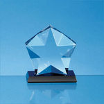 15cm x 5cm Optical Crystal Facetted Star Mounted on an Onyx Black Base