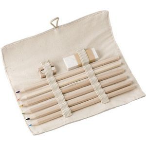 School set pencil case - Canvas Lime Tree Linen