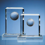 19cm Optical Crystal Golf Ball Rectangle Award