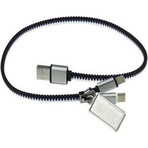Charging cable zipper