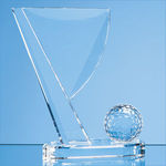 14cm Optical Crystal Golf Ball & Flag Award