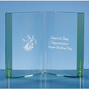 13cm Jade Glass Open Page Book