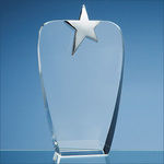 22.5cm Optical Crystal Oval Award with Silver Star