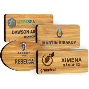 Personalised bamboo name badges