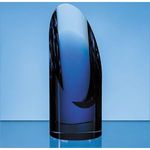18.5cm Clear & Sapphire Blue Optical Crystal Cylinder Award