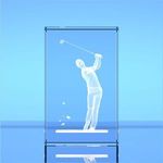 3D Driving Golfer in Optical Crystal Block