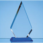 20.5cm Optical Crystal Facet Diamond Award on a Sapphire Blue Base