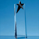 24cm Optical Crystal Rectangle with an Onyx Black Star Award