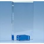 18.5cm Optical Crystal Rectangle with a Cobalt Blue Base