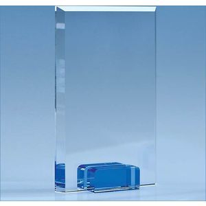 18.5cm Optical Crystal Rectangle with a Cobalt Blue Base