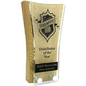 Medium/Large Real Wood Block Awards with Acrylic Face Plate - Simple Shapes