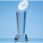 21cm Optical Crystal Rugby Ball Column Award