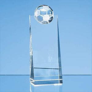 18cm Optical Crystal Football Rectangle Award