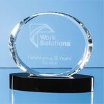 12cm Optical Crystal Oval Award mounted on an Onyx Black Base